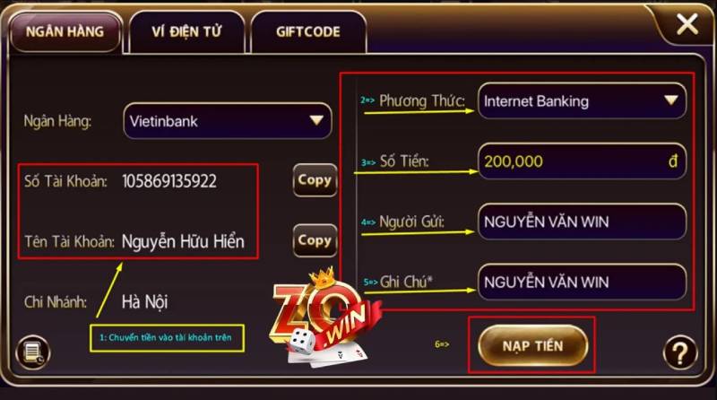 Nạp rút tiền và trải nghiệm người dùng
